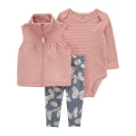 Conjunto de Bebê Carter's 3 Peças - Rosa e Floral