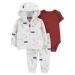 Conjunto Bebê Carter's 3 Peças -Moletom Urso