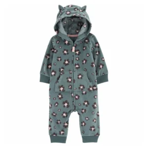 Macacão Bebê  Fleece Carter's Leopardo Verde